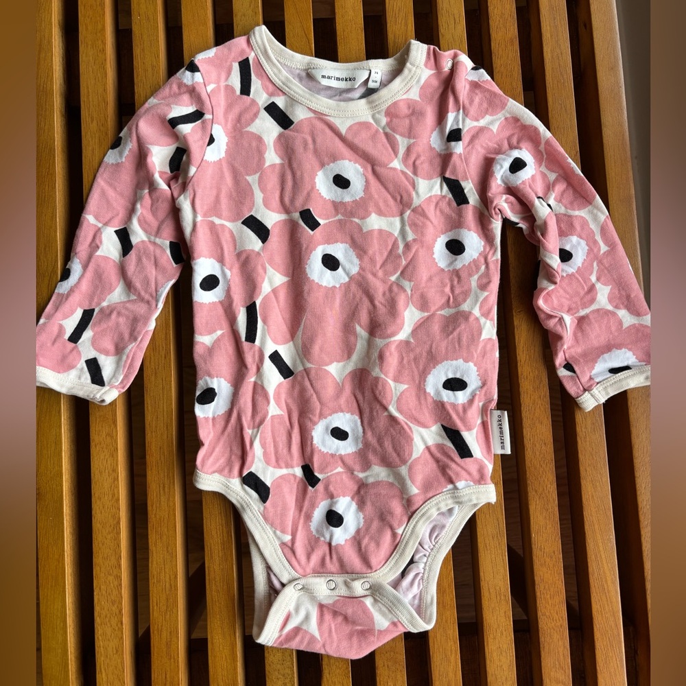 Marimekko pink floral girls top 9 months
